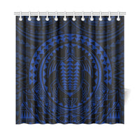 Hawaiian Kakau Honu Arc Blue Polynesian Shower Curtain - Polynesian Pride