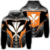 Hawaiian Polynesian Kanaka Zipper Hoodie Mea Kaua Style Unisex Black - Polynesian Pride