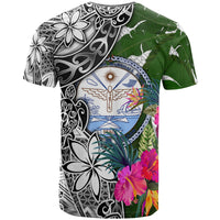 Marshall Islands T Shirt White Turtle Plumeria Banana Leaf Crest - Polynesian Pride