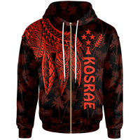 Kosrae Zip up Hoodie Polynesian Wings (Red) Unisex Red - Polynesian Pride
