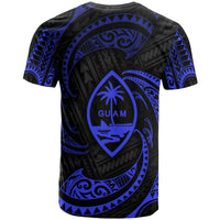 Guam Polynesian All Over T Shirt Blue Tribal Wave - Polynesian Pride