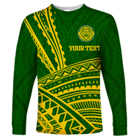 (Custom Personalised)Leone High School Pride Long Sleeve Shirt - LT12 Unisex Green - Polynesian Pride