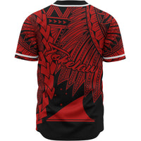Tokelau Polynesian Custom Personalised Baseball Shirt - Tribal Wave Tattoo Red - Polynesian Pride