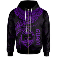 Guam Polynesian Zip up Hoodie Guam Waves (Purple) Unisex Purple - Polynesian Pride