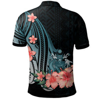 Solomon Islands Polo Shirt Turquoise Polynesian Hibiscus Pattern Style - Polynesian Pride