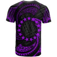 Cook Islands Polynesian All Over T Shirt Purple Tribal Wave - Polynesian Pride