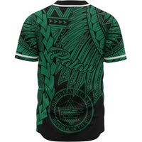 Palau Polynesian Baseball Shirt - Tribal Wave Tattoo Green - Polynesian Pride