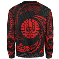 Tahiti Polynesian Sweater - Red Tribal Wave - Polynesian Pride