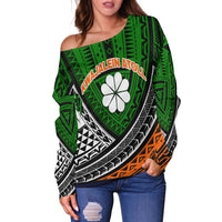 Kwajalein Atoll Tribal Pattern Women Off Shoulder Sweater - LT12 - Polynesian Pride