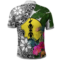 New Caledonia Custom Polo Shirt White Turtle Plumeria Banana Leaf - Polynesian Pride