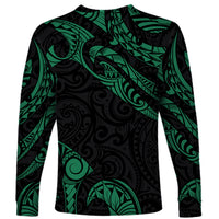 Hawaii Kanaka Maoli Polynesian Custom Personalised Long Sleeve Shirt - Poly Tattoo Green Version - LT12 - Polynesian Pride