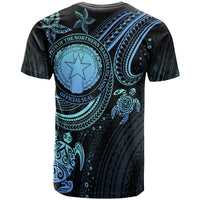 Northern Mariana Islands Custom T shirt Blue Turtle - Polynesian Pride
