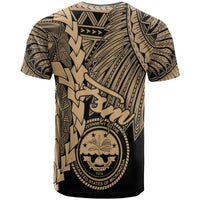 Federated States of Micronesia Custom T Shirt Tribal Wave Tattoo Gold - Polynesian Pride