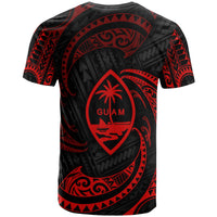 Guam Polynesian Custom T Shirt Red Tribal Wave - Polynesian Pride