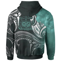 Samoa Custom Zip up Hoodie Samoa Seal Wave Style (Green) - Polynesian Pride