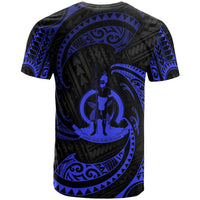 Vanuatu Polynesian All Over T Shirt Blue Tribal Wave - Polynesian Pride