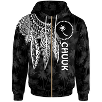 Chuuk Zip up Hoodie Polynesian Wings (White) Unisex Blue - Polynesian Pride
