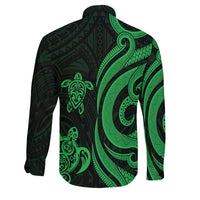 Hawaii Long Sleeve Button Shirt Green - Tentacle Turtle - Polynesian Pride