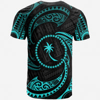 Chuuk Micronesia T Shirt Neon Blue Tribal Wave - Polynesian Pride
