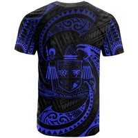 Fiji Polynesian Custom T Shirt Blue Tribal Wave - Polynesian Pride
