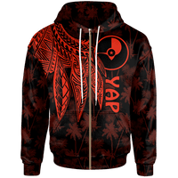 Yap Zip up Hoodie Polynesian Wings (Red) Unisex Red - Polynesian Pride