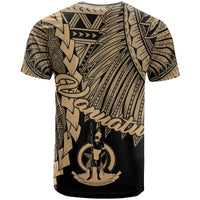 Vanuatu Polynesian Custom T Shirt Tribal Wave Tattoo Gold - Polynesian Pride