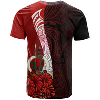 Vanuatu Polynesian Custom T Shirt Coat of Arm With Hibiscus - Polynesian Pride