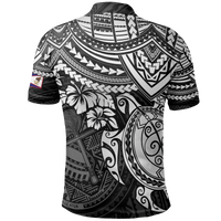 American Samoa Polo Shirt Amerika Samoa Flag Seal White Turtle Hibiscus - Polynesian Pride