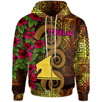 Tokelau Polynesian Zip up Hoodie Hibiscus Vintage Unisex Orange - Polynesian Pride