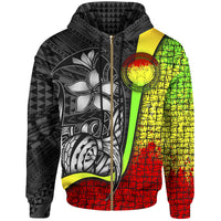 Northern Mariana Islands Polynesian Zip up Hoodie Reggae Turtle with Hook Unisex REGGAE - Polynesian Pride
