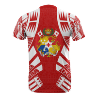 Tonga T Shirt Tonga Coat of Arms Polynesian Tattoo Red Style - Polynesian Pride