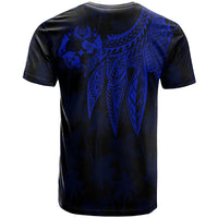 Tonga Custom T Shirt Polynesian Wings (Blue) - Polynesian Pride
