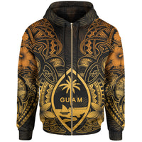 Guam Polynesian Zip up Hoodie Gold Turtle Homeland Unisex GOLD - Polynesian Pride