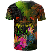 Fiji Polynesian T Shirt Hibiscus and Banana Leaves - Polynesian Pride