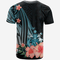 Solomon Islands T Shirt Turquoise Polynesian Hibiscus Pattern Style - Polynesian Pride