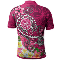 Tahiti Custom Polo Shirt Turtle Plumeria (Pink) - Polynesian Pride