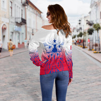 Austral Islands Tribal Tattoo Women Off Shoulder Sweater - LT12 - Polynesian Pride