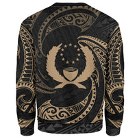 Pohnpei Micronesia Sweater - Gold Tribal Wave - Polynesian Pride