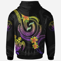 Niue Custom Zip up Hoodie Plumeria Flowers with Spiral Patterns - Polynesian Pride