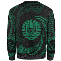 Tahiti Polynesian Custom Personalised Sweater - Green Tribal Wave - Polynesian Pride