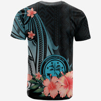 Federated States of Micronesia T Shirt Turquoise Polynesian Hibiscus Pattern Style - Polynesian Pride