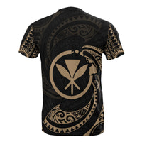 Hawaii Polynesian Custom T Shirt Gold Tribal Wave - Polynesian Pride