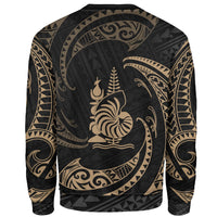 New Caledonia Polynesian Custom Personalised Sweater - Gold Tribal Wave - Polynesian Pride