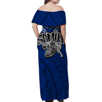Toa Samoa Rugby Off Shoulder Long Dress - Samoan Warrior Pride - LT12 - Polynesian Pride
