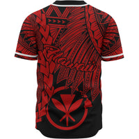 Hawaii Kanaka Maoli Polynesian Baseball Shirt - Tribal Wave Tattoo Red - Polynesian Pride