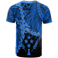 Kosrae Micronesia Custom T Shirt Tribal Wave Tattoo Blue - Polynesian Pride