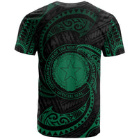 Northern Mariana Islands Polynesian T Shirt Green Tribal Wave - Polynesian Pride