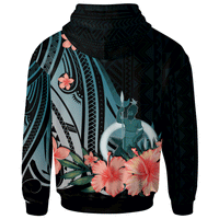 Vanuatu Custom Hoodie Turquoise Polynesian Hibiscus Pattern Style - Polynesian Pride