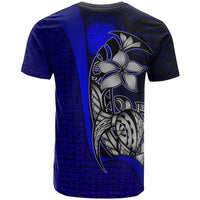 Northern Mariana Islands Polynesian Custom T Shirt Blue Turtle with Hook - Polynesian Pride