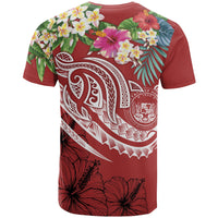 Polynesian Hawaii T Shirt Summer Plumeria (Red) - Polynesian Pride